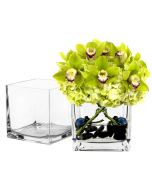 Glass Cube Vase Square Centerpiece Candle Holder 6" x 6" x 6" Clear