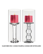 Hurricane Glass Tube Open-Ended Candle Holder Lamp Shade Chimney H-10" x D-4" Clear