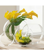 Glass moon shape oval thin opening vase