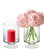 Glass Short Stem Candle Holder, H-8" D-4.75"