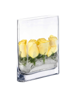 Glass Round Edge Rectangular Vase 8" x 7" x 1.75" Clear (Wholesale Pack 12)