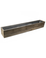 Rectangle Wood Planter Box with Zinc Liner Vase 28" x 4" x 4" 