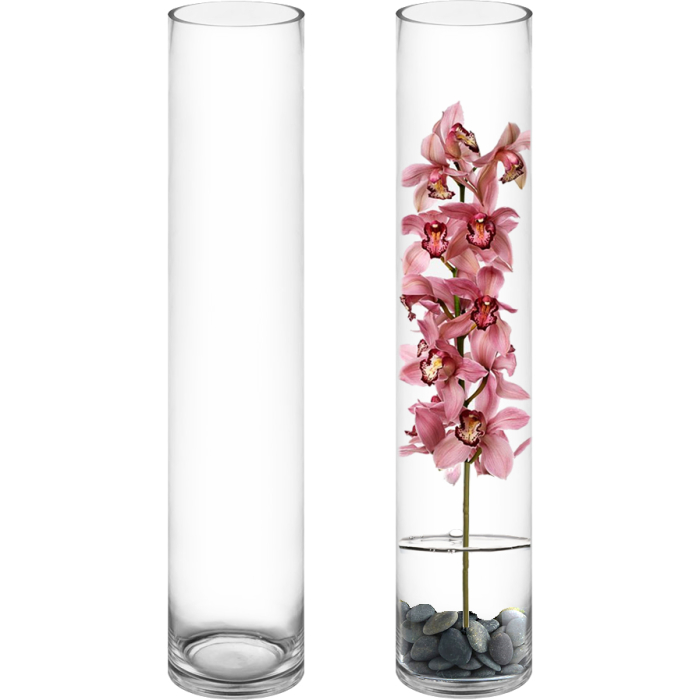 Glass Cylinder Vase H-28" x D-5" Clear (Wholesale Pack of 4)