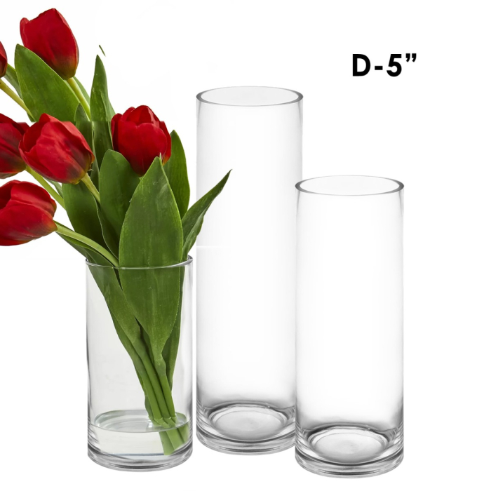 glass cylinder vases 6 inches diameter set of 3