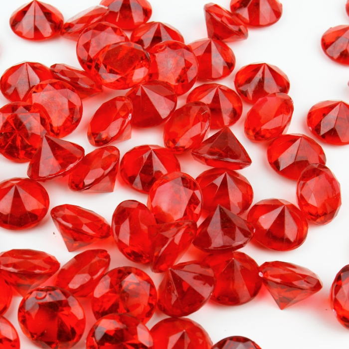 red Acrylic Diamonds Vase Filler,  1" (Wholesale 24 LBS/Case)