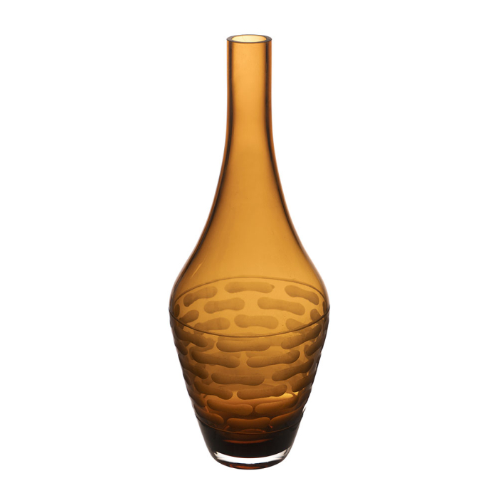 Amber Gold Glass Vase H-14.5" D-1.5"