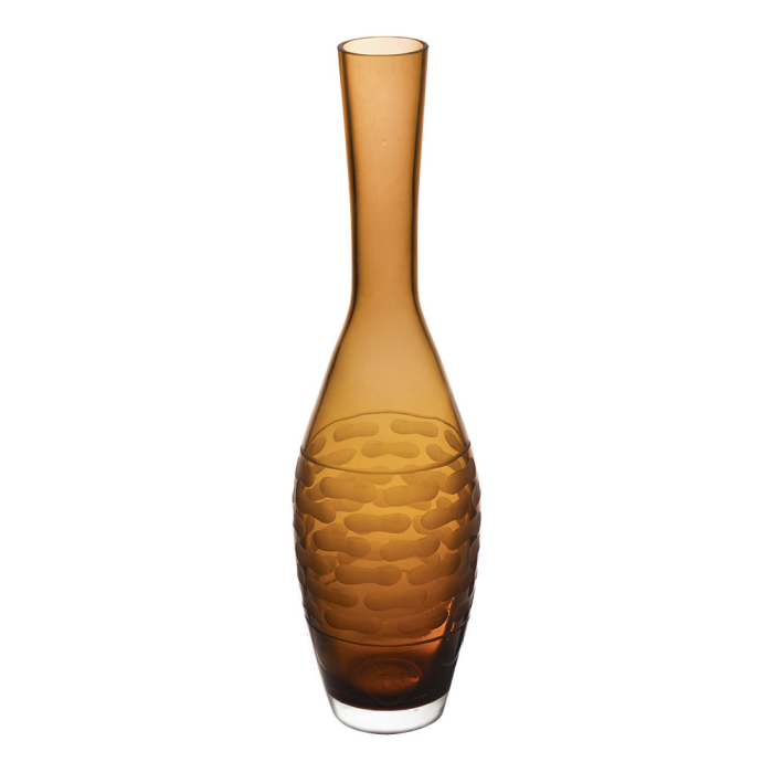 Amber Gold Decorative Bottle Glass Vase H-15" D-1.75"
