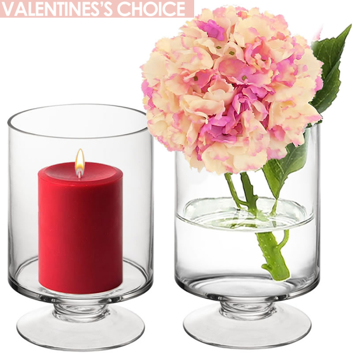 Contemporary Short Stem Glass Candle Holder H-6" x D-3.75" Clear (Wholesale Pack of 12)