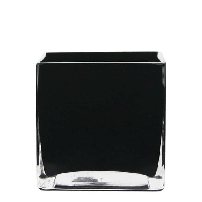 Black Glass Cube Vase H-6" x W-6" x L-6" Clear (Wholesale Pack of 6)