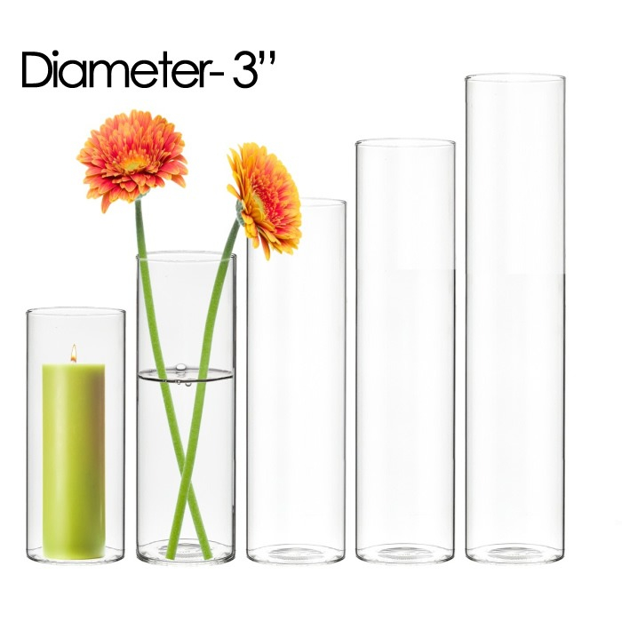 glass cylinder vase 3 inches diameter
