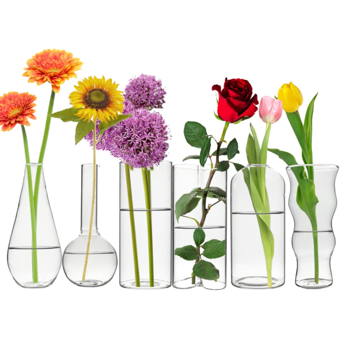 clear glass mini bud vase