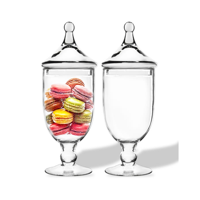 Glass Apothecary Jar Candy Container H-13.5" D-4.75" Clear