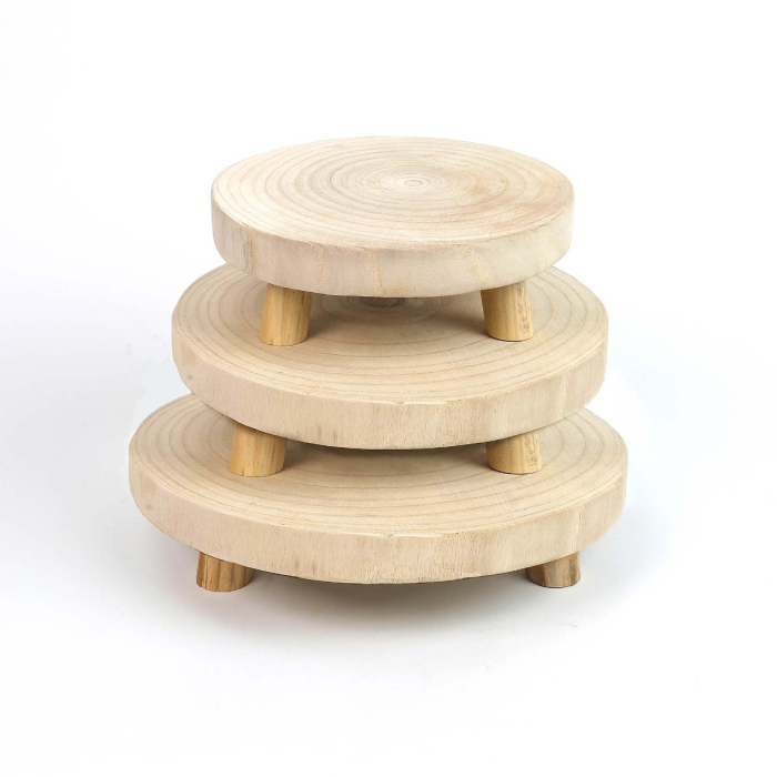 Natural Wood Slice Stand, Wood Riser D-9'', 11'', 13"