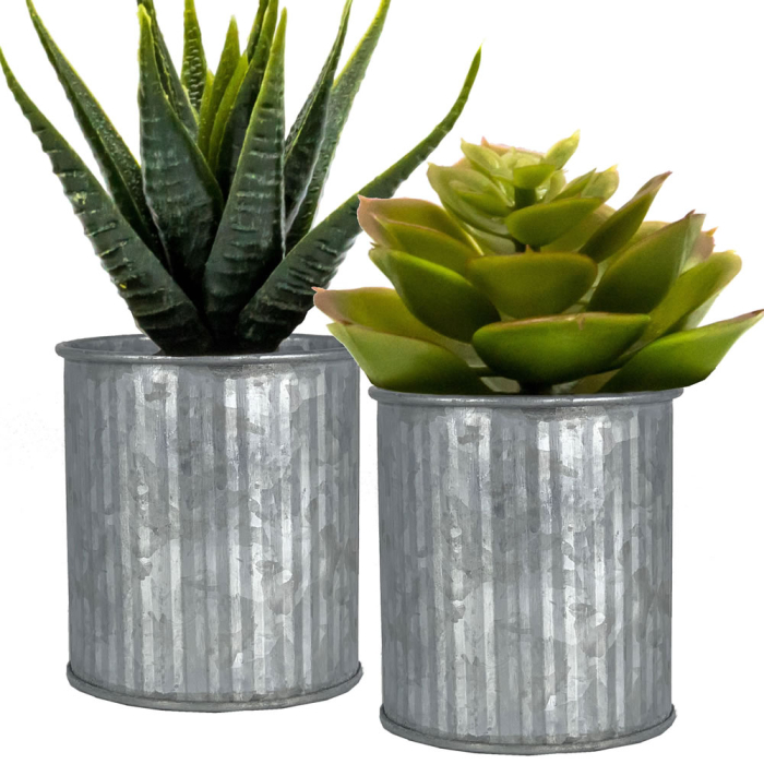 corrugated metal planter cylinder
