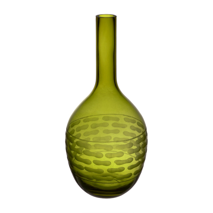 Decorative Olive Green Glass Vase 14.5" 