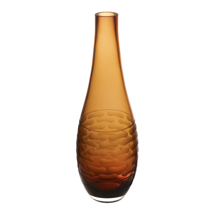 Amber Gold Glass Vase H-14.5" D-1.5"