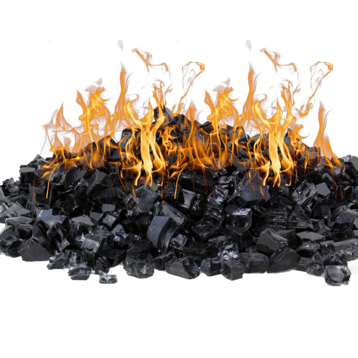 Fire Glass, 40 lbs Midnight Black 1/2" Tempered Glass