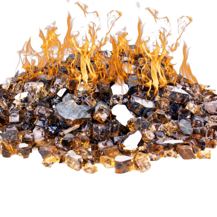 Fire Glass, 40 lbs Reflective Golden Tea 1/2" Tempered Glass