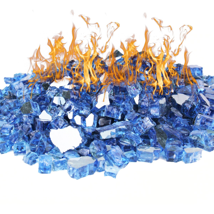 Fire Glass, 40 lbs Pacific Blue 1/2" Tempered Glass
