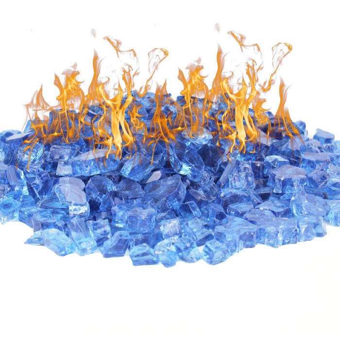Fire Glass, 40 lbs Pacific Blue 1/2" Tempered Glass