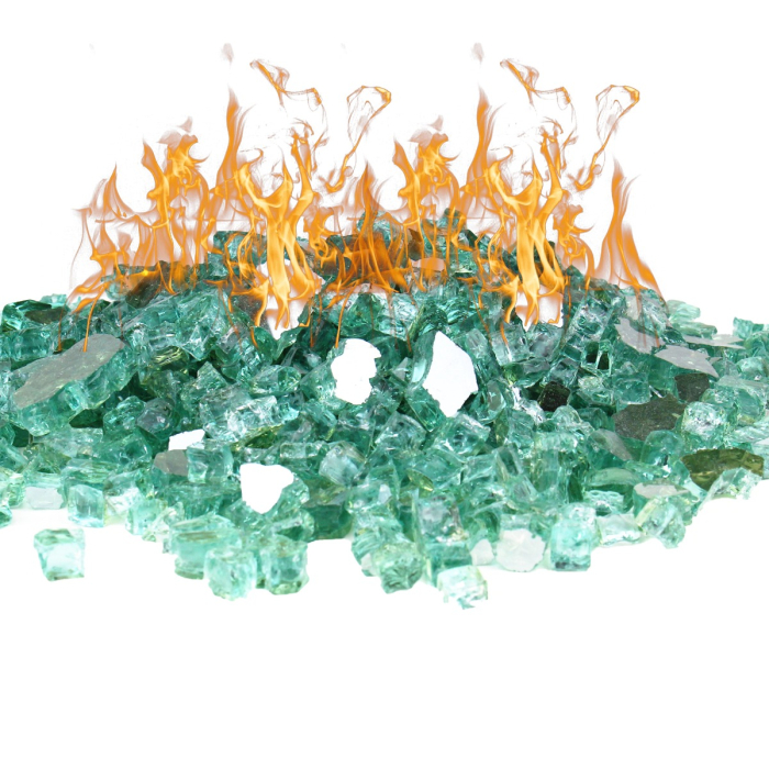 Fire Glass, 40 lbs Reflective Light Green 1/2" Tempered Glass