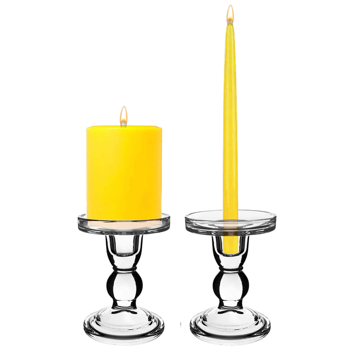 glass pillar taper candlestick candle holders
