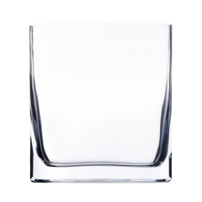 Glass Round Edge Rectangular Vase 8" x 7" x 1.75" Clear (Wholesale Pack 12)