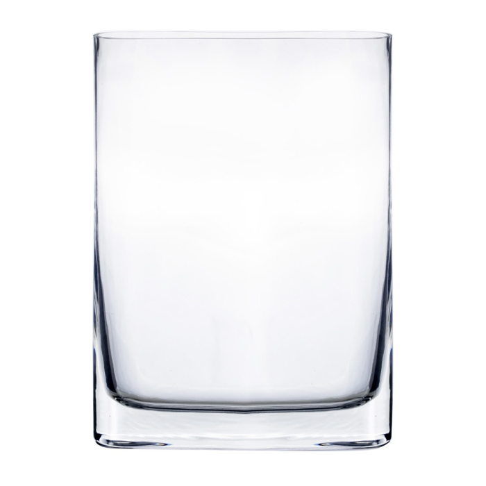Glass Round Edge Rectangular Vase 10" x 7" x 1.75" Clear 