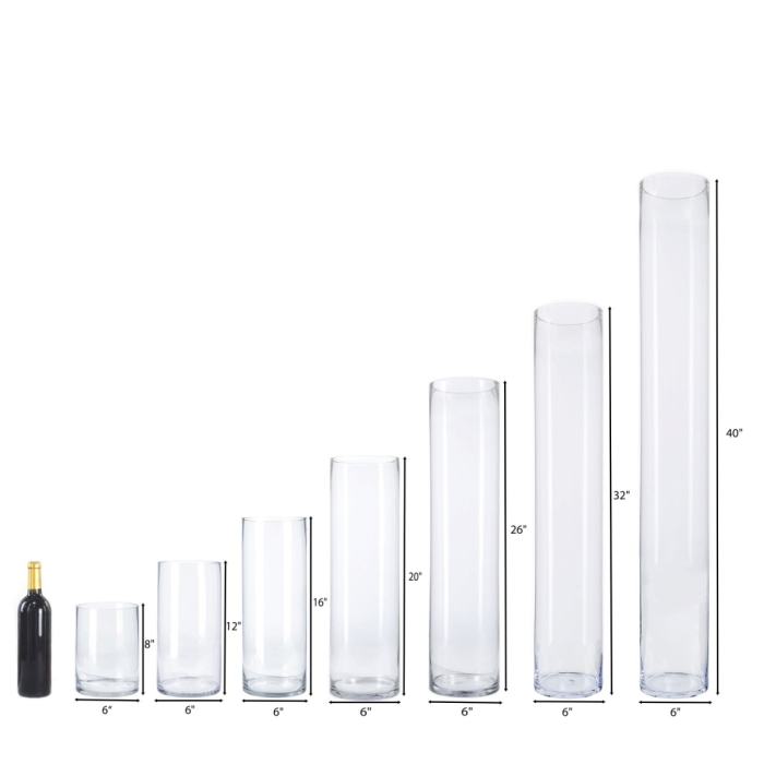 Glass Cylinder Vases with 6 Inches Diameter and Great Selection of