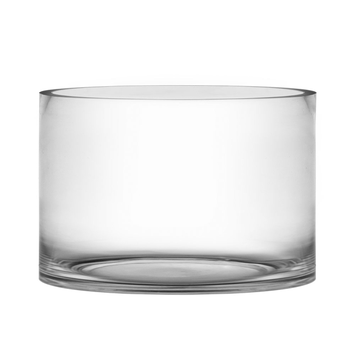 Glass Cylinder Vase H-8" x D-12" Clear (Wholesale Pack of 2)