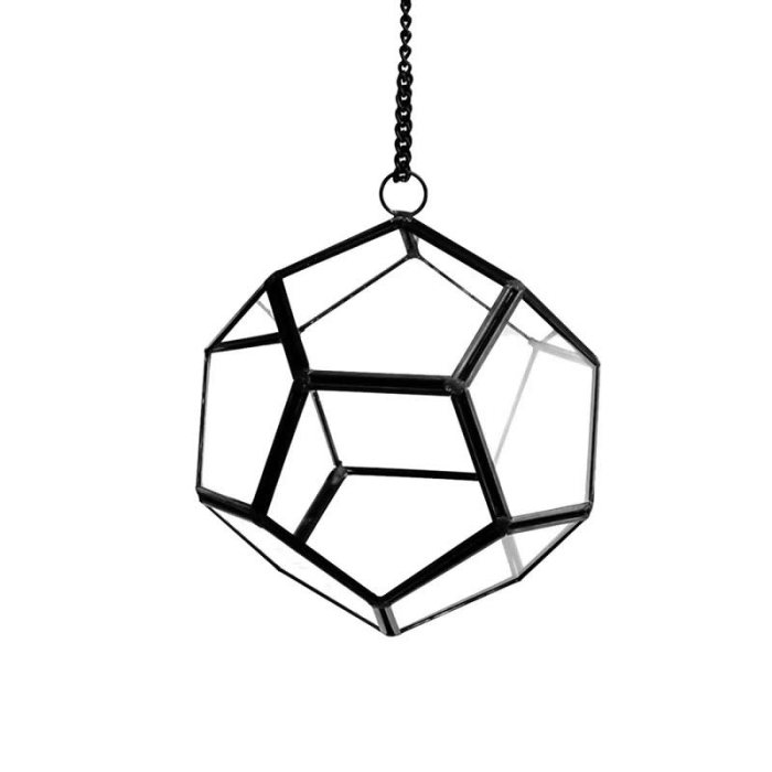 6" Hanging Hydroponic Glass Geometric Dodecahedron Terrarium Candle Holders 
