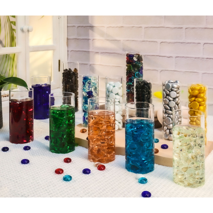 Glass Beads, Flat Gemstone Vase Filler For Home Decor, 3/4" Approx. Total 2800 pcs (28 lbs) &  Total 4000 pcs (40 lbs)