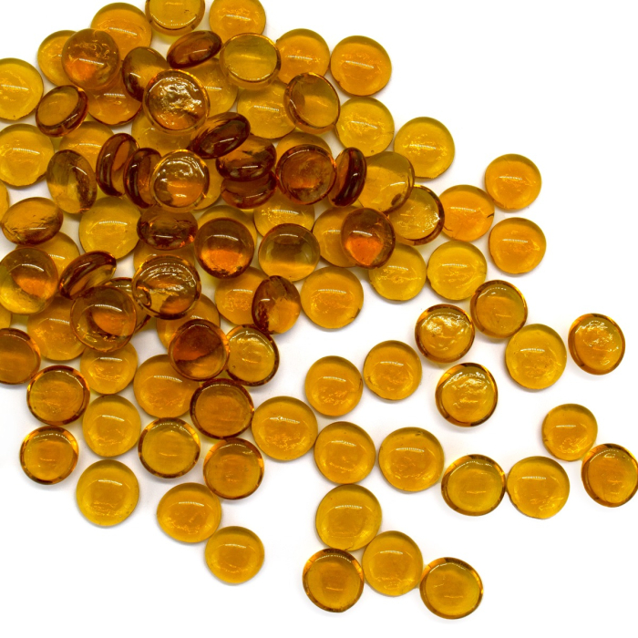 Light Amber Glass Beads, Flat Gemstone Vase Filler For Home Decor, 3/4" (Wholesale 28 lbs and 40 lbs/Case)