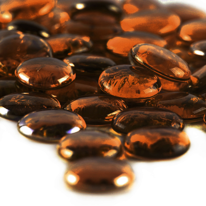 Large Amber Glass Beads, Flat Gemstone Vase Filler For Home Decor, 1.25" (Wholesale 28 lbs and 40 lbs/Case)