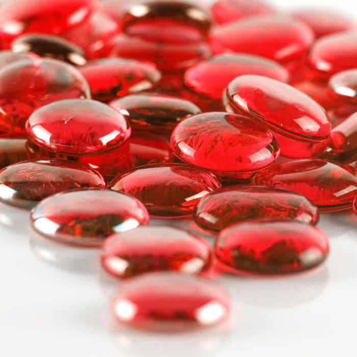 large red flat cookie gem beads marble