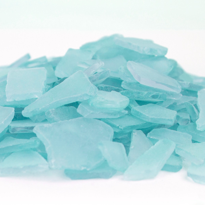 Aqua Blue Flat Sea Glass Vase Filler, 1.5 Cups/LB (Wholesale 20 LBS/Case)