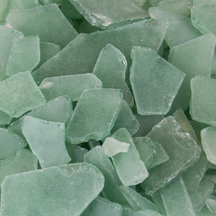 Frosted Green Flat Sea Glass Vase Filler, 1.5 Cups/LB (Wholesale 20 LBS/Case)
