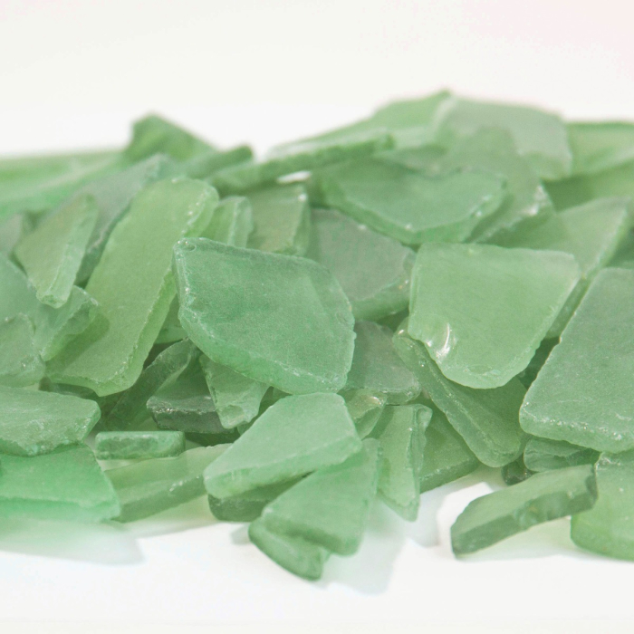Frosted Green Flat Sea Glass Vase Filler, 1.5 Cups/LB (Wholesale 20 LBS/Case)