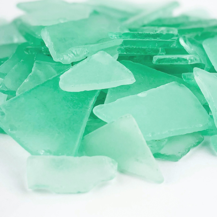 Frosted Aqua Green Flat Sea Glass Vase Filler, 1.5 Cups/LB (Wholesale 20 LBS/Case)