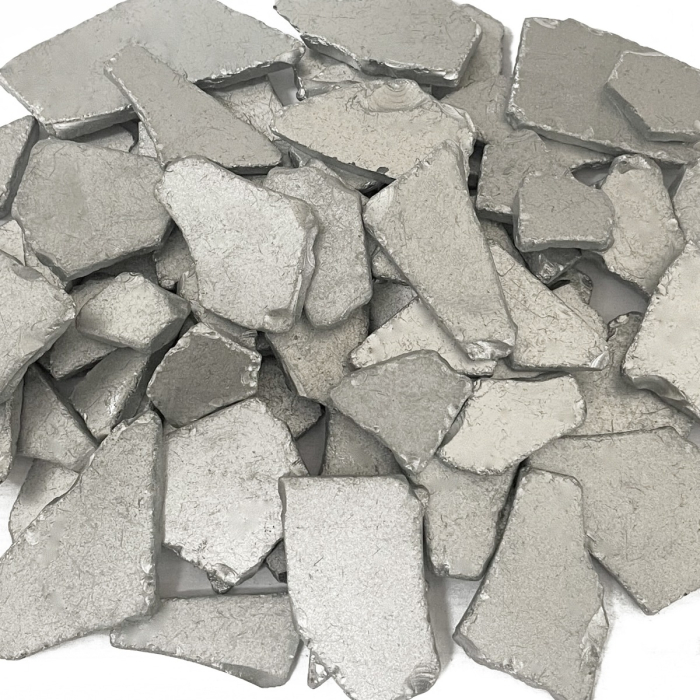 Frosted Silver Flat Sea Glass Vase Filler, 1.5 Cups/LB (Wholesale 20 LBS/Case)