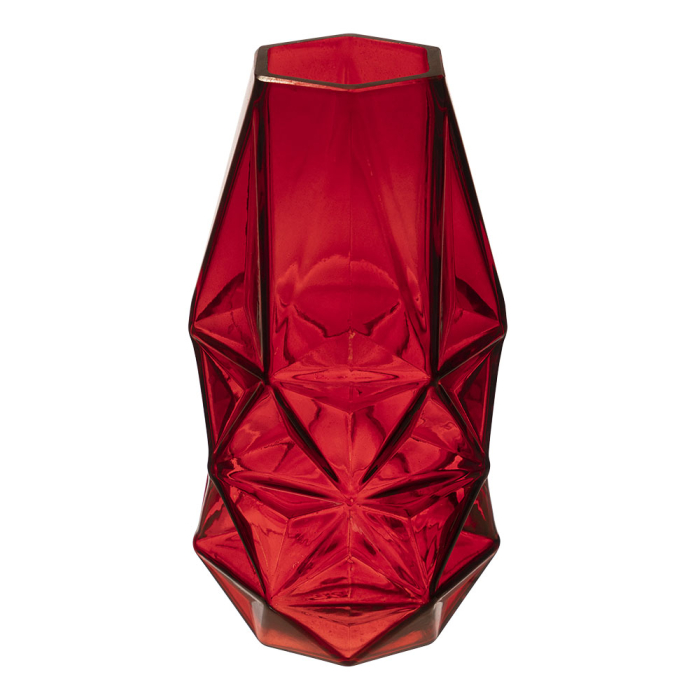 Red 8" geometric glass vases