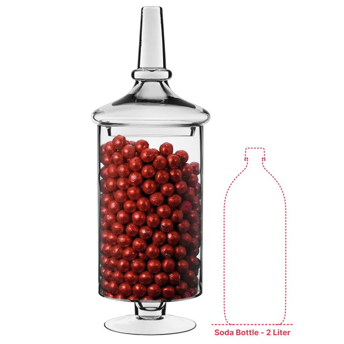 Glass Cylinder Stem Apothecary Jar H-21.5" D- 8" Clear