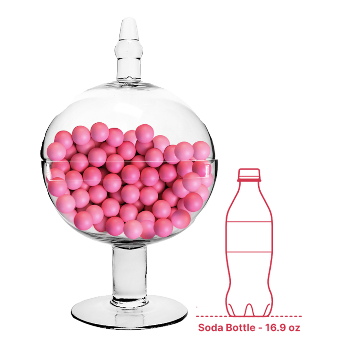 Round Stem Glass Apothecary Candy Jar H-16" D-9" Clear