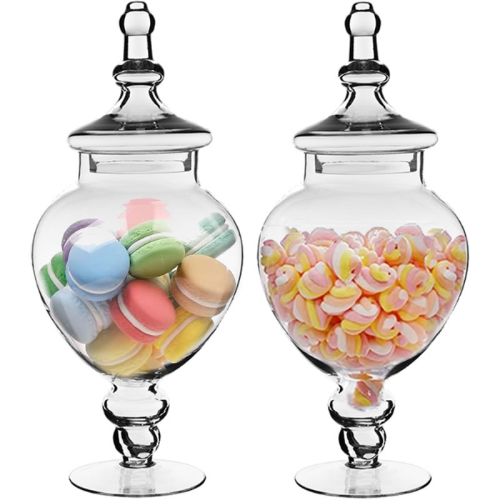 Glass Apothecary Candy Jar H-14.75" D-6.5" Clear