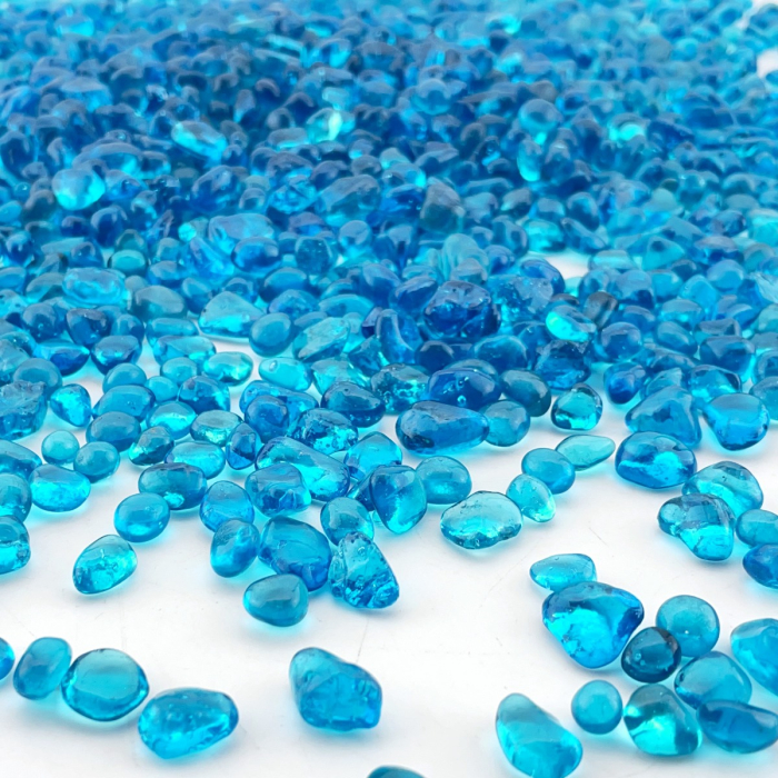 Light Blue glass gravels for Aquarium decor tumbled glass vase fillers