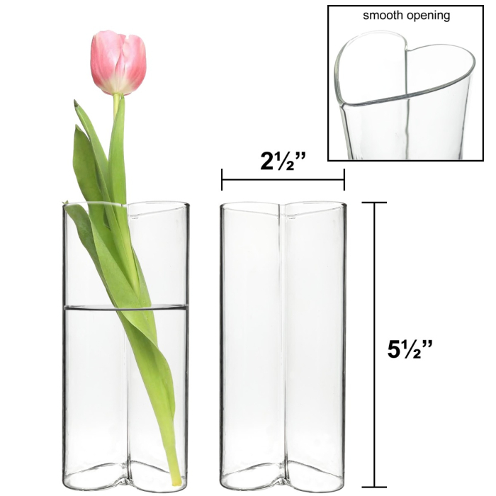Glass Heart-Shaped Bud Vases