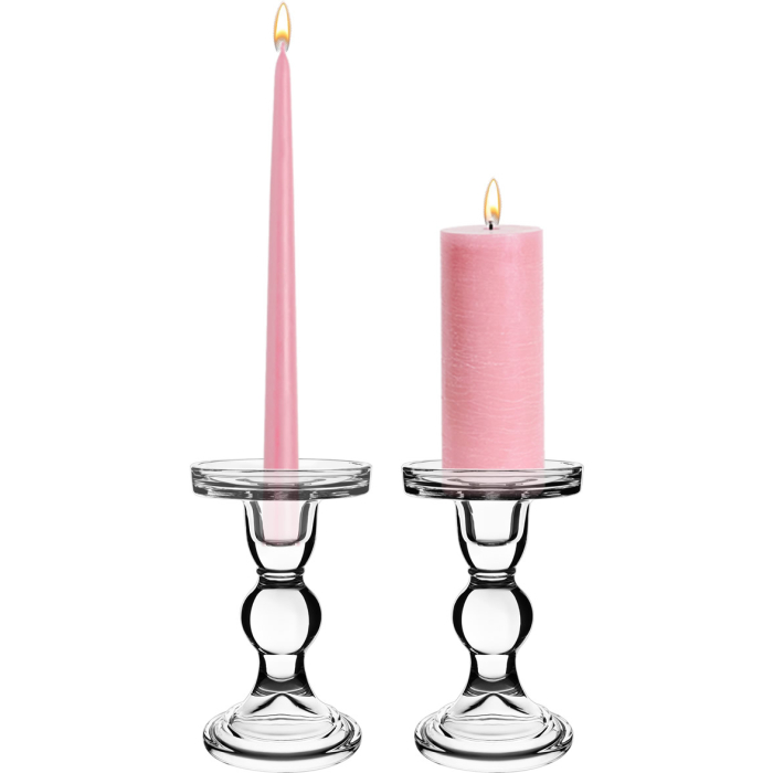 glass pillar taper candlestick candle holders