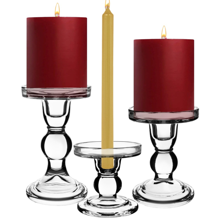 glass pillar taper candlestick candle holders