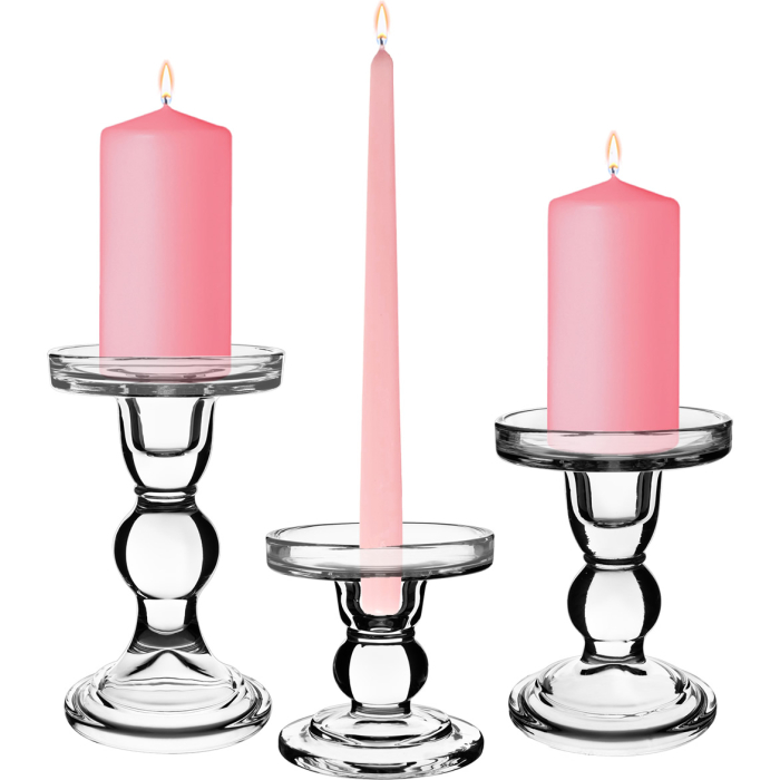 glass pillar taper candlestick candle holders