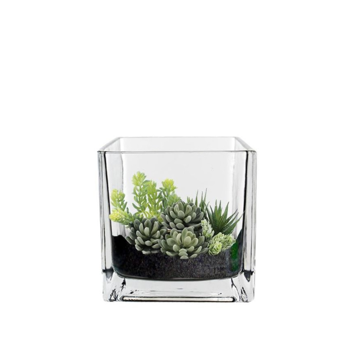 glass 5 inches cube vases